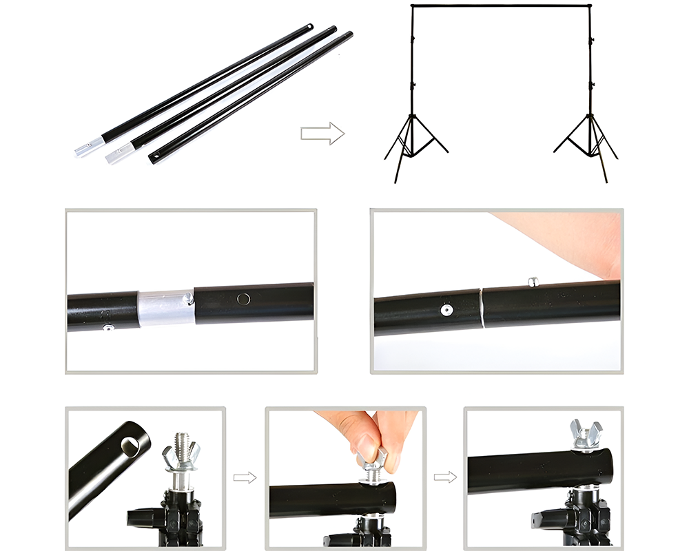 Photography Background Stand with 3 Backdrops Kit – Professional Portable Studio Setup