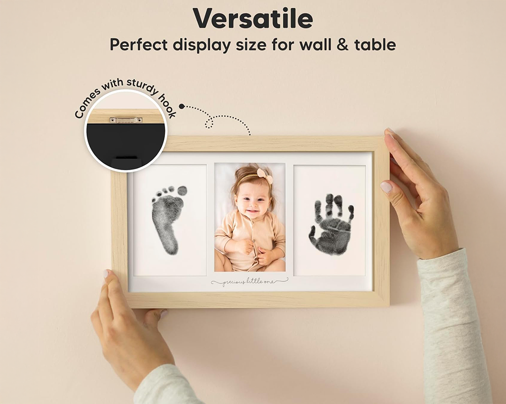 Baby Hand and Footprint Kit – No Mess Ink Pad, Baby Keepsake Frame, Safe & Easy for Newborns and Toddlers
