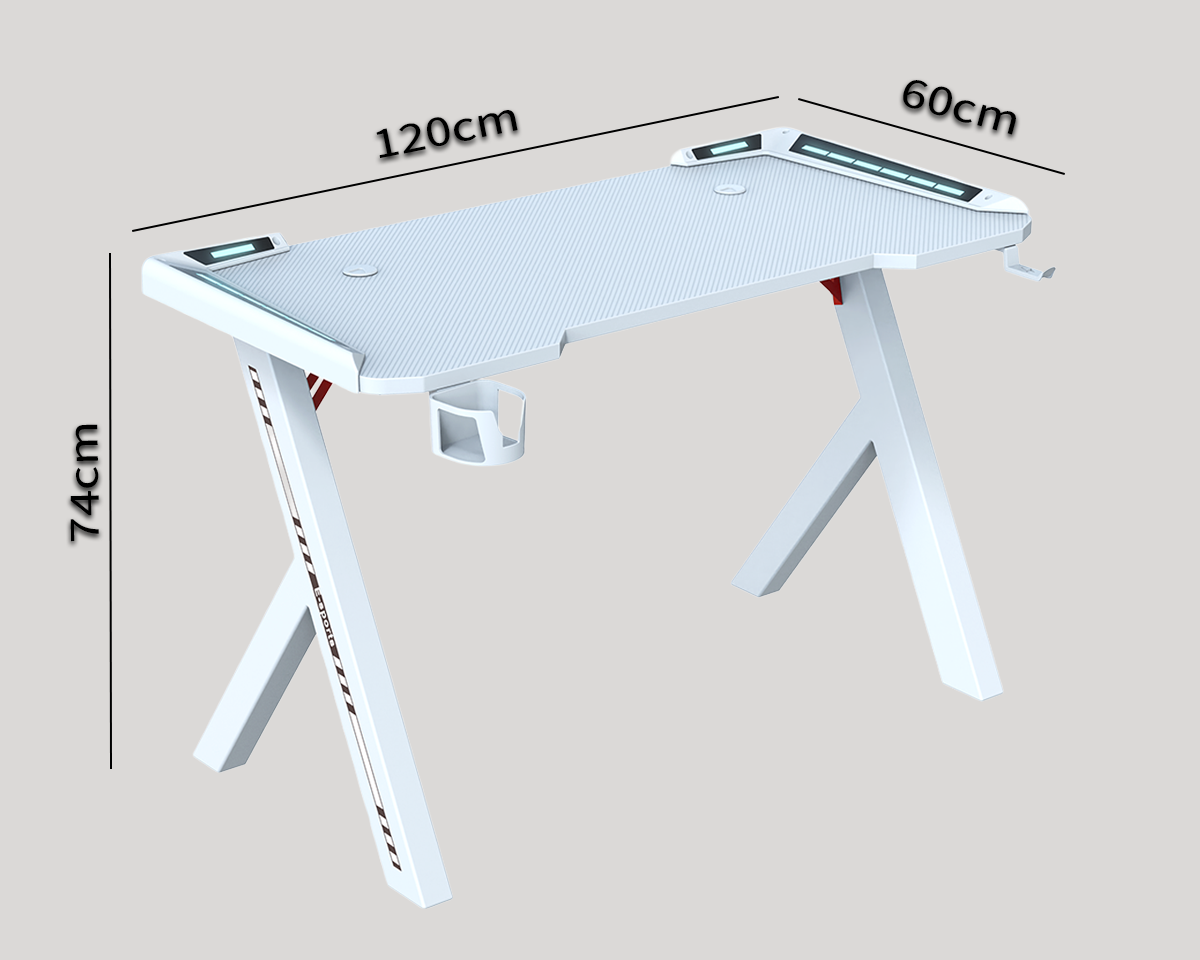Gaming Desk Computer Desks Table Study Home Ofiice Rgb Led Light 120cm
