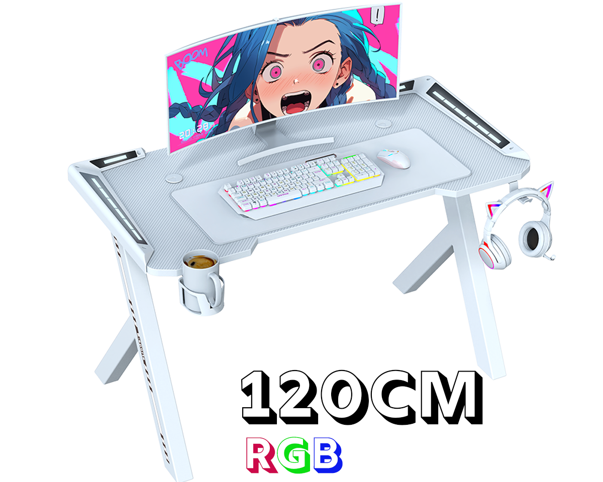 Gaming Desk Computer Desks Table Study Home Ofiice Rgb Led Light 120cm