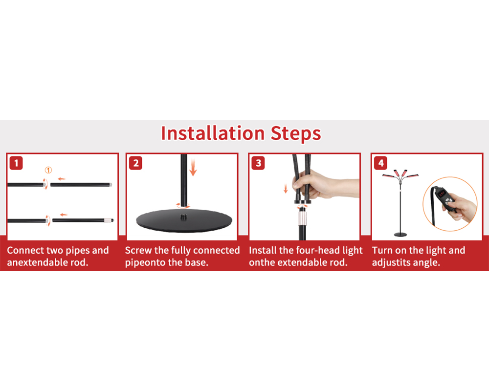 Red Light Therapy Lamp 4 Heads – Infrared Red Light Therapy Lamp