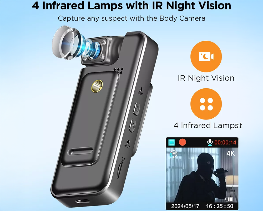 Body Camera WiFi HD Recorder – Night Vision Security Body Camera 1080P