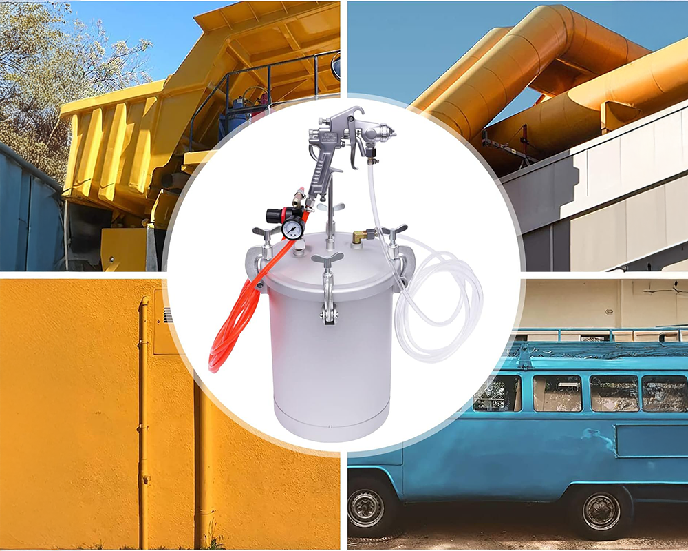 15 Lt Pressure Pot Set Spray Gun Tank Hose Gauge DIY House Paint Air Tools