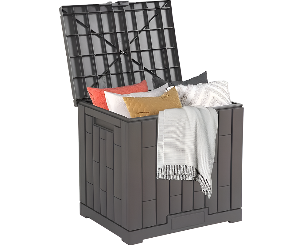 Outdoor Storage Box with Lockable Lid – Heavy-Duty Modern Gray Deck Box