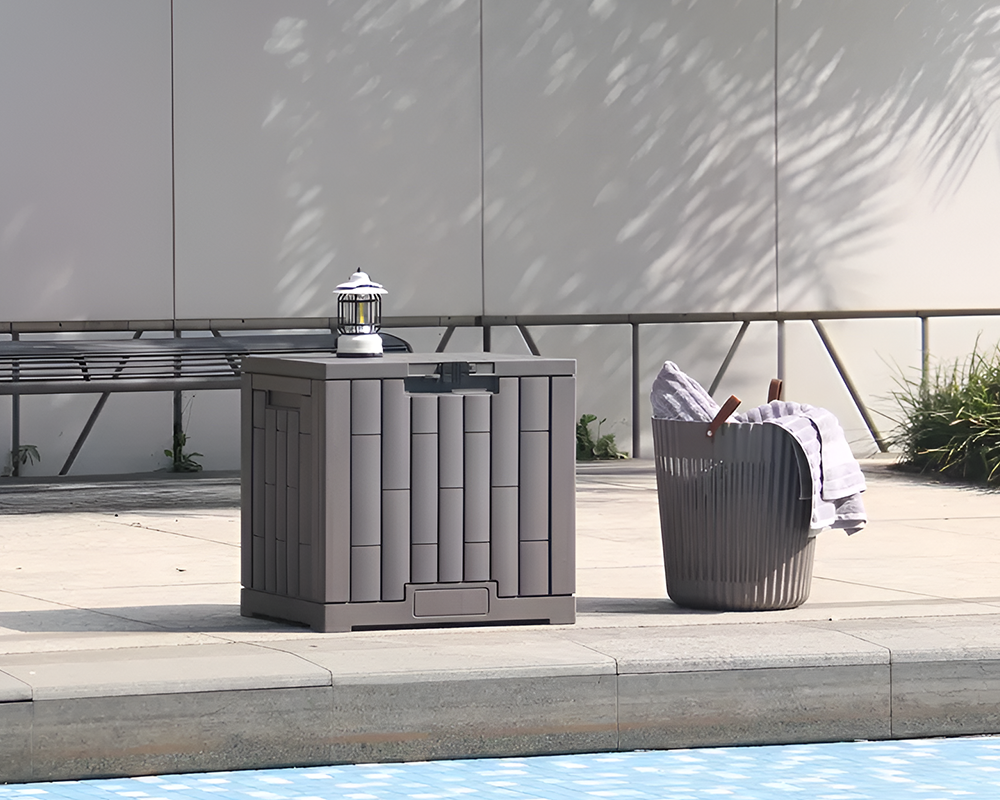 Outdoor Storage Box with Lockable Lid – Heavy-Duty Modern Gray Deck Box