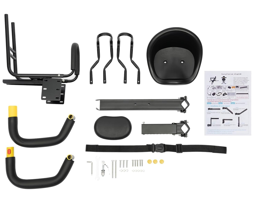Front Bike Seat – Folding Front Bike Seat with Backrest