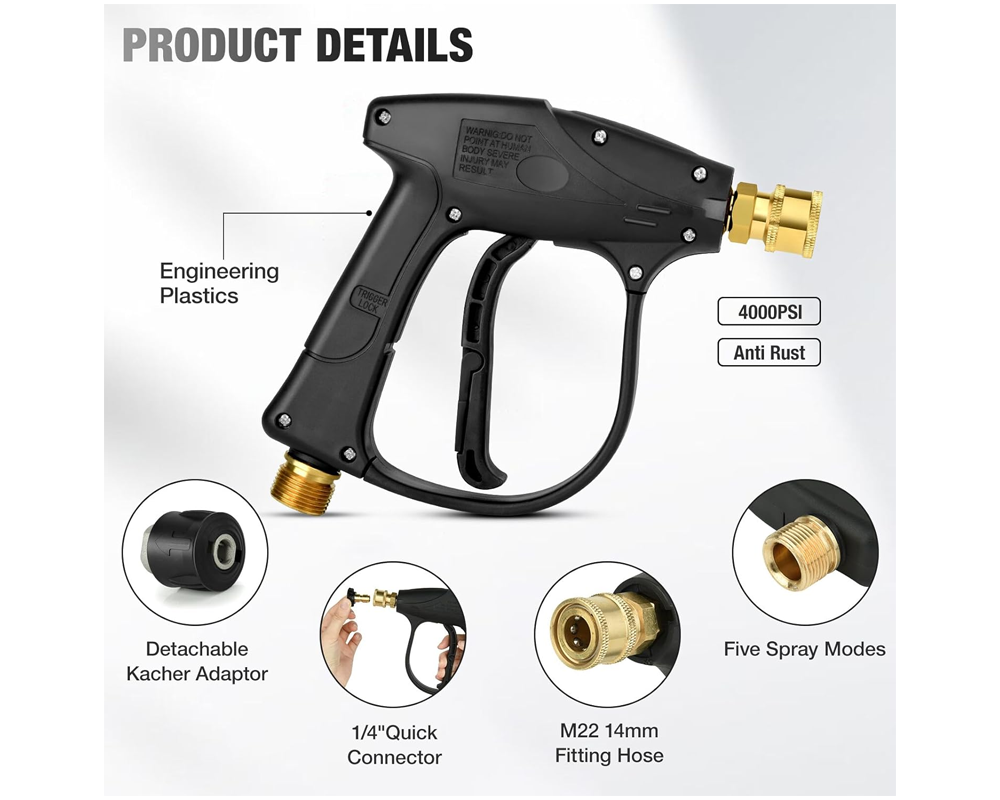 Pressure Washer Gun 3000 PSI – High Pressure Washer Gun with Nozzles