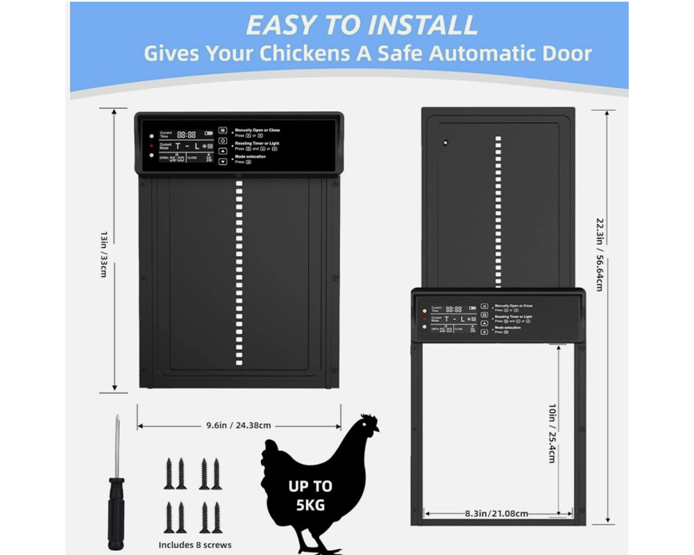 Solar Power Motorised Door Chicken Coop Door Automatic Pet Door Opener Battery