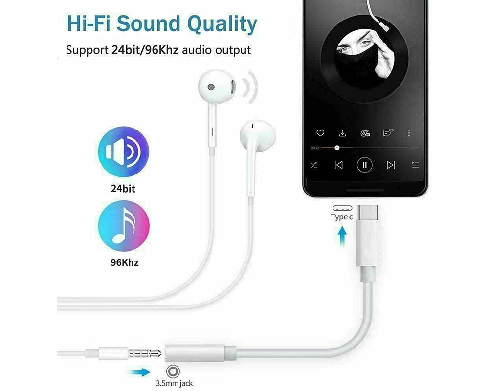 USB Type C TO 3.5mm Female Headphone Jack Adapter AUX Stereo Speaker Audio Cable