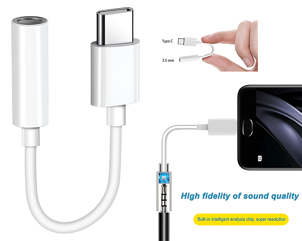 USB Type C TO 3.5mm Female Headphone Jack Adapter AUX Stereo Speaker Audio Cable