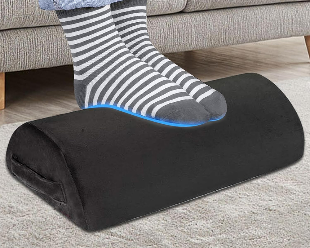 Foot Rest Under Desk – Ergonomic Memory Foam Adjustable Footrest for Office & Home Comfort Black