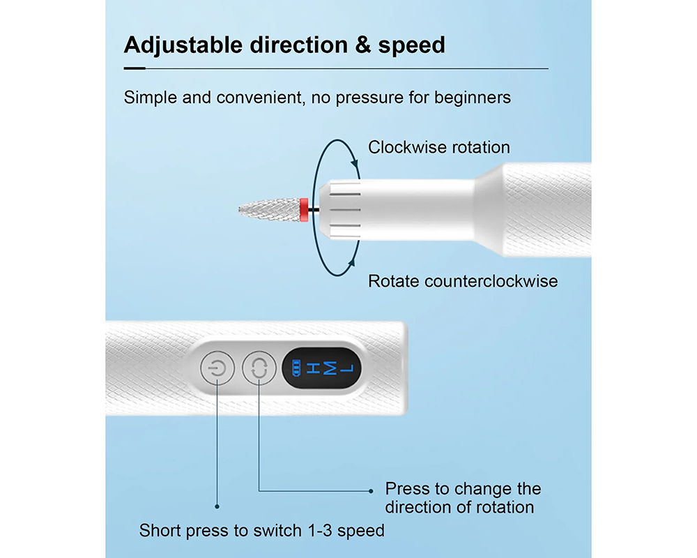 Electric Nail Drill Kit – Cordless Nail File Manicure Pedicure Set with 6 Bits & Charging Base
