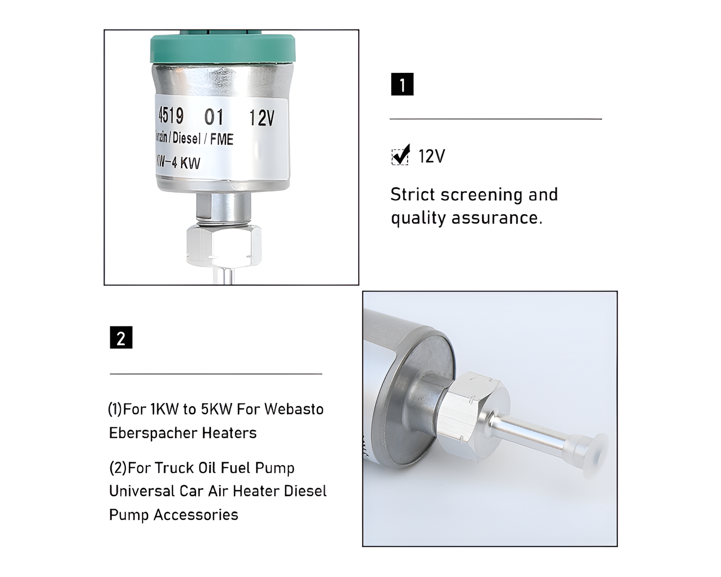 Diesel Heater Fuel Pump Quiet 12V Diesel Heater Fuel Pump for D2 D4 D5 5KW