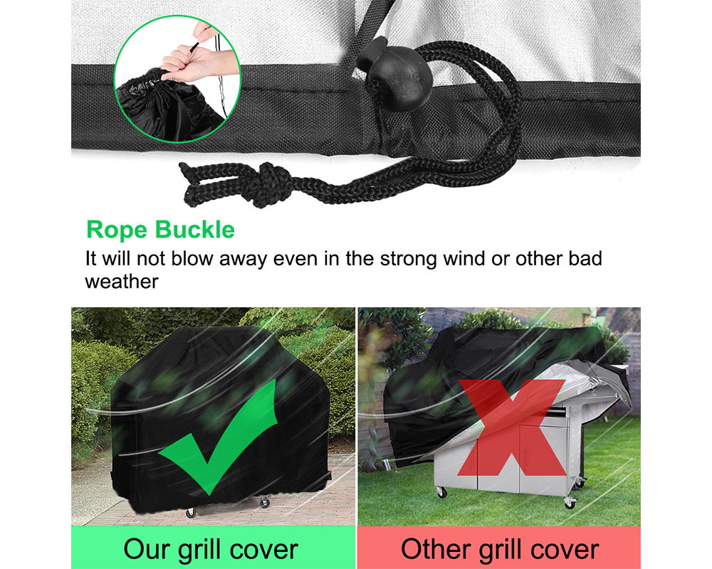 BBQ Gas Grill Cover – Heavy Duty Waterproof UV & Dust Resistant Outdoor Barbecue Protector Black
