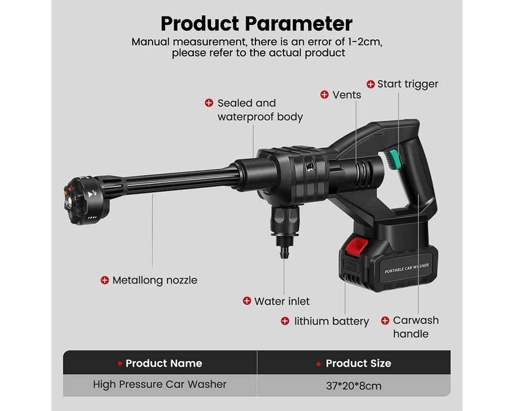 High Pressure Washer Gun Cordless High Pressure Washer Gun for Car & Garden