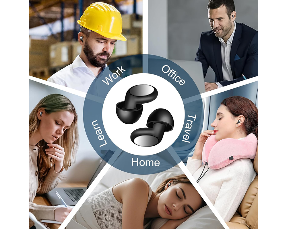 Ear Plugs for Sleeping Noise Cancelling Reusable Earplugs for Sleep Work- Black