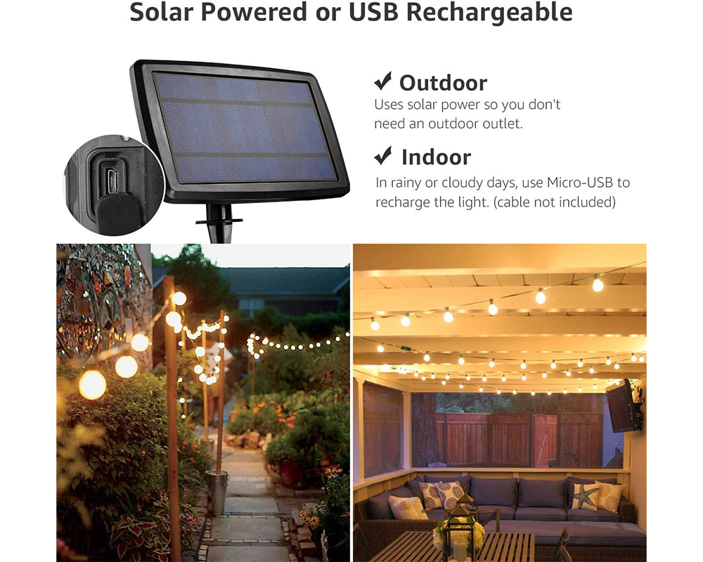 Festoon Solar Chain Lights Outdoor 15M LED Kit