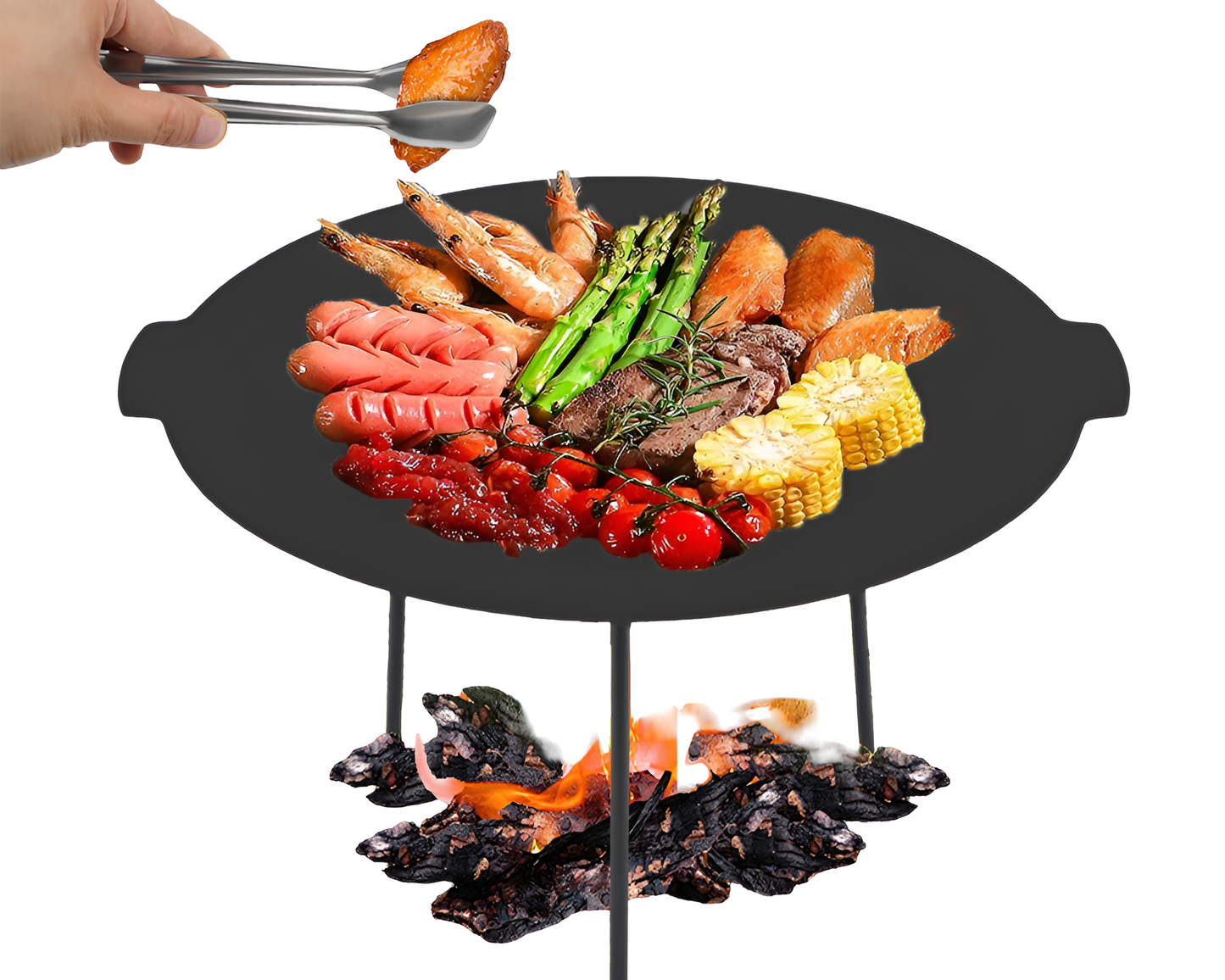 Cast Iron Grill Pan Camping BBQ Cast Iron Grill Pan for Outdoor Cooking