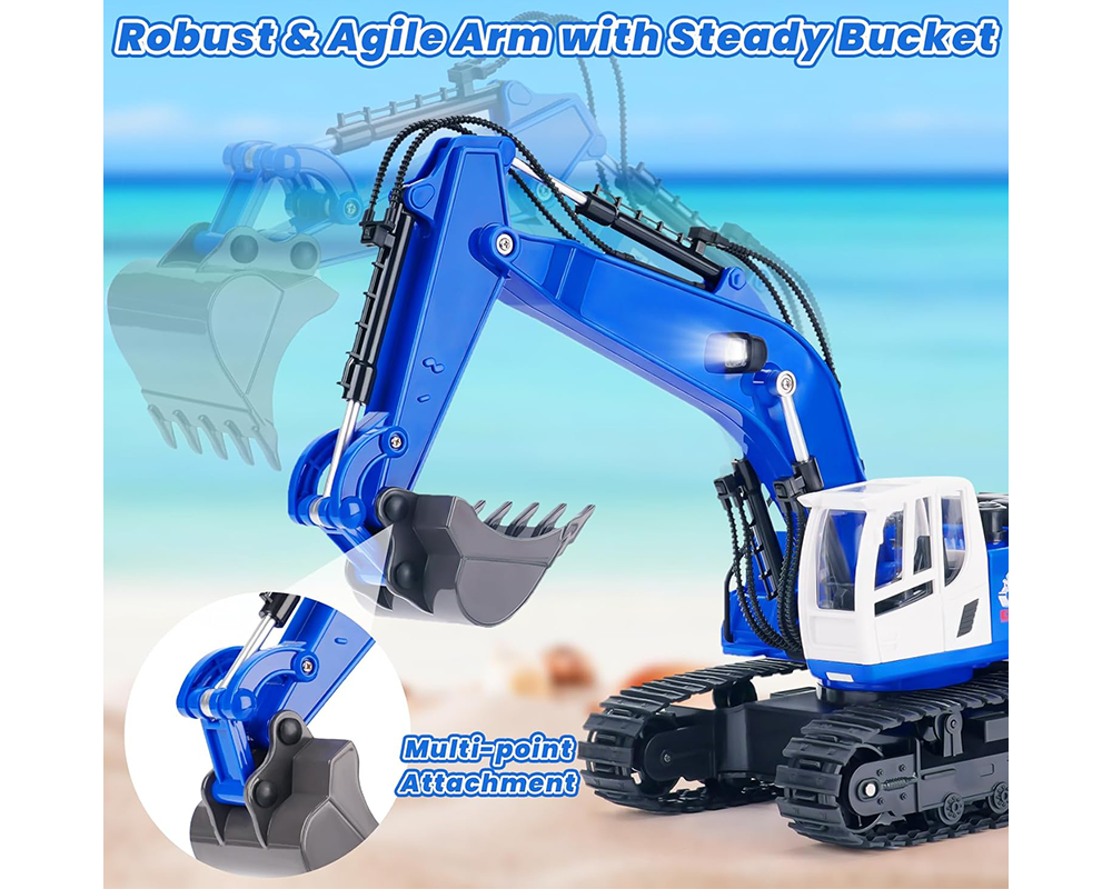 Remote Control RC Excavator Digger – 1/18 Scale RC Construction Vehicle with LED Lights