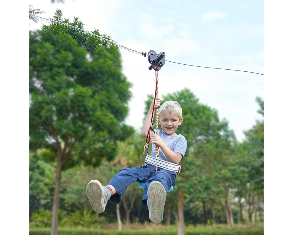 Zipline Kit Backyard 100ft Zipline Kit for Kids with Safety Harness Seat