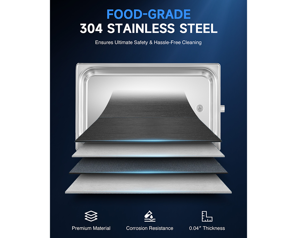 30L Ultrasonic Cleaner with 1200W Digital Timer & Degas Function