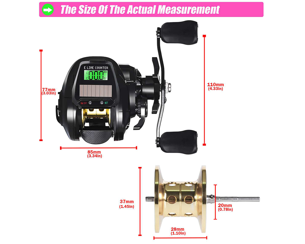 Electronic Fishing Reel with LED Display, USB & Solar Charging – 7.2:1 Gear Ratio