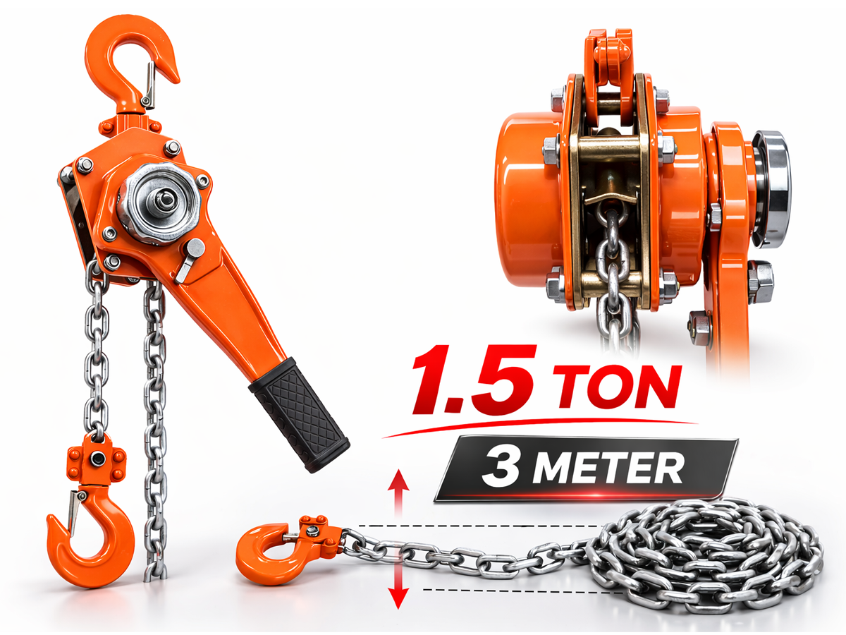 Hand Chain Hoist 1.5 Ton – Heavy Duty Lever Chain Hoist with 3M Lift