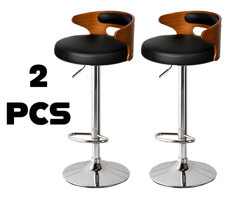 Bar Stools Kitchen Gas Lift Swivel Chairs Wooden Bar Stool Black ×2