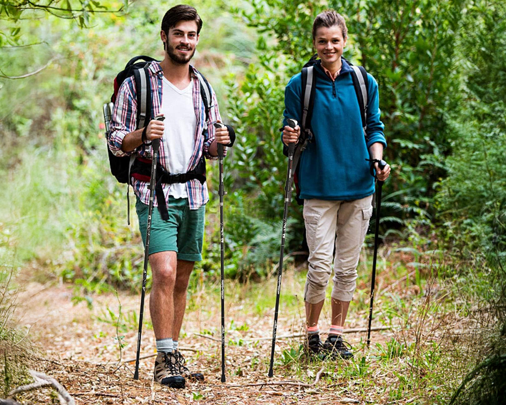 Hiking Trekking Poles Walking Poles – Collapsible Telescopic 2 Pcs with Accessories