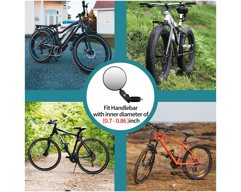 Bicycle Rear View Mirror Adjustable Handlebar Mounted Convex Mirror