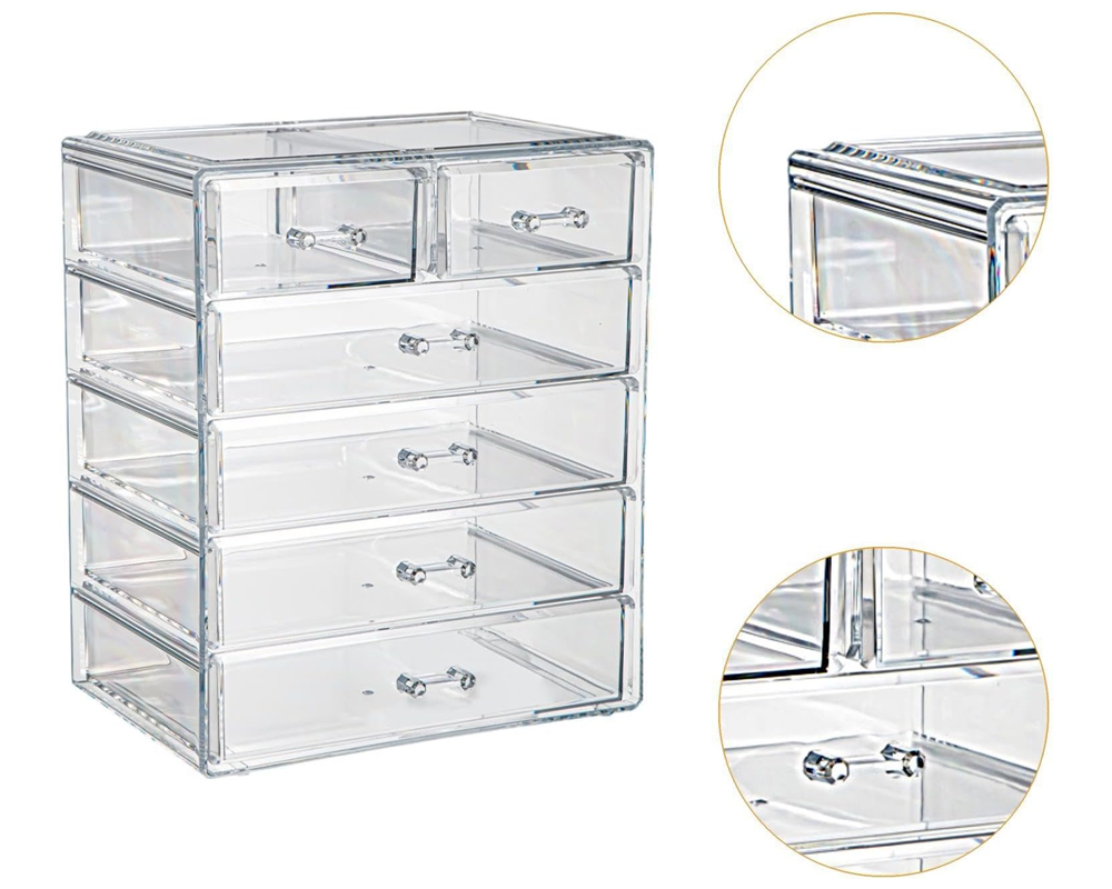 Make Up Storage Makeup Organizer – Acrylic Cosmetic & Jewelry Drawer Box
