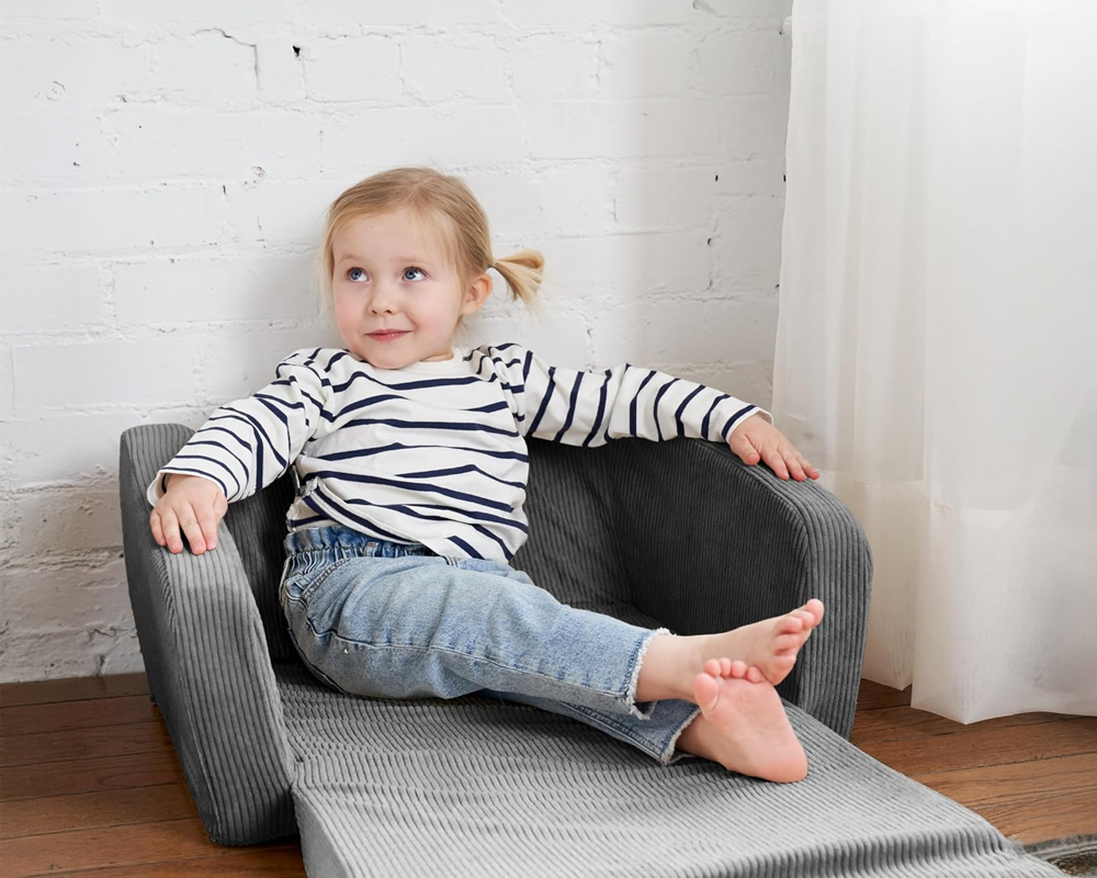 Convertible 2 in 1 Chair Blue Fold Out Lounge Sofa Bed