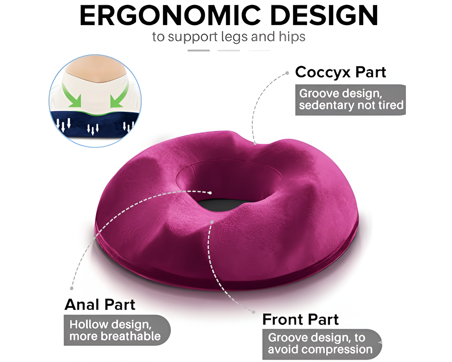 Memory Foam Donut Seat Cushion Pillow