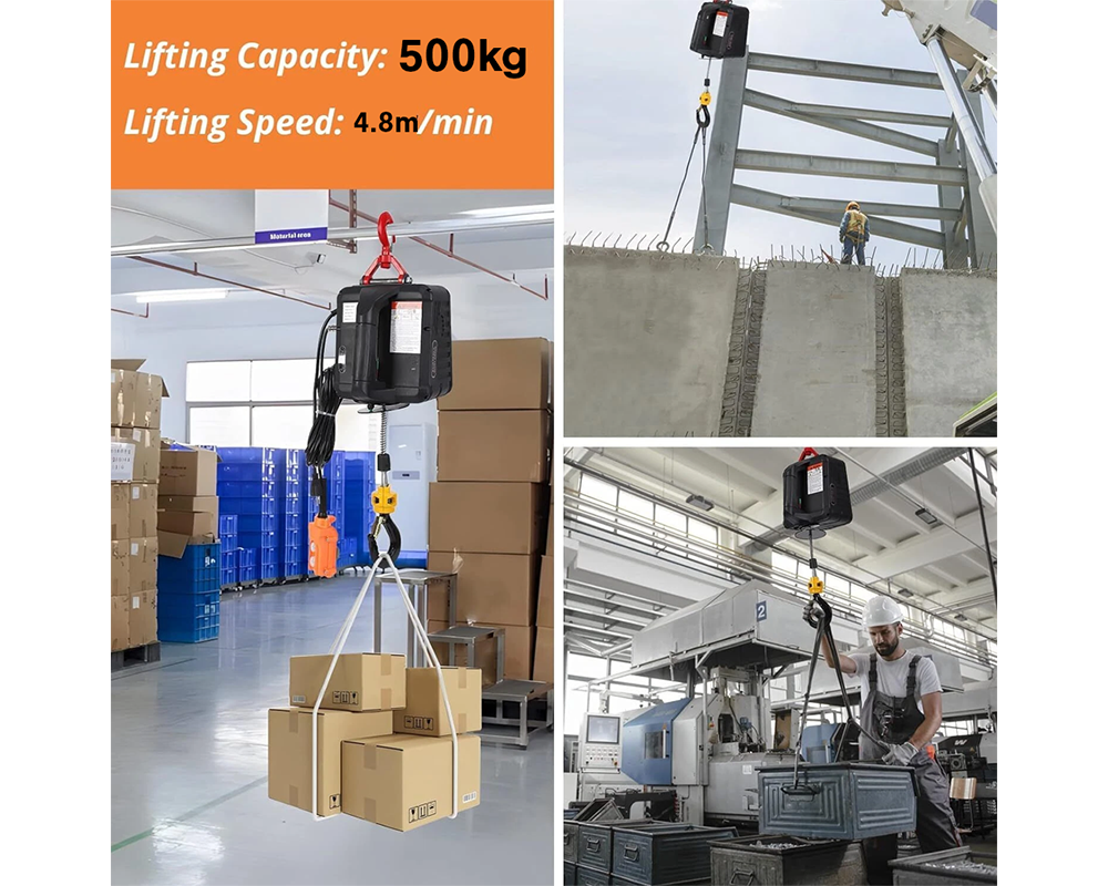 Electric Hoist Winch 3 in 1 500KG 1500W Portable Lifting Crane