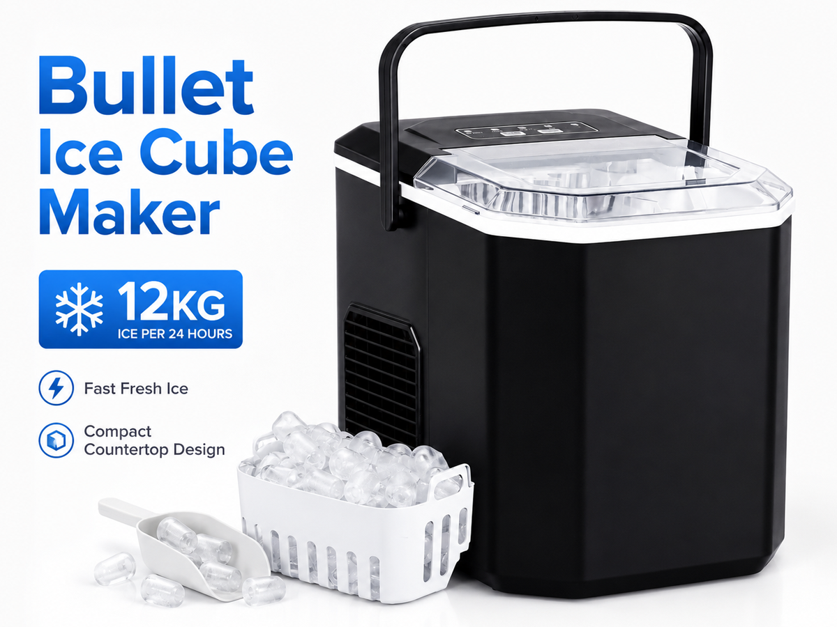 Bullet Ice Cube Maker Countertop Portable Ice Machine 12kg
