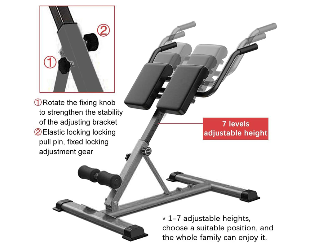 Roman Chair Exercise Bench Adjustable Hyperextension Bench for Home Gym Workout