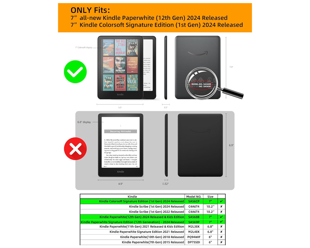 7" Kindle Paperwhite 12th Gen (2024) Protective Cover