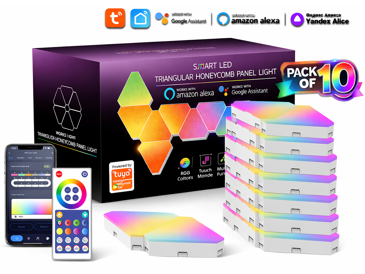Smart DIY Triangle Light Panel with Music Sync and Voice Control
