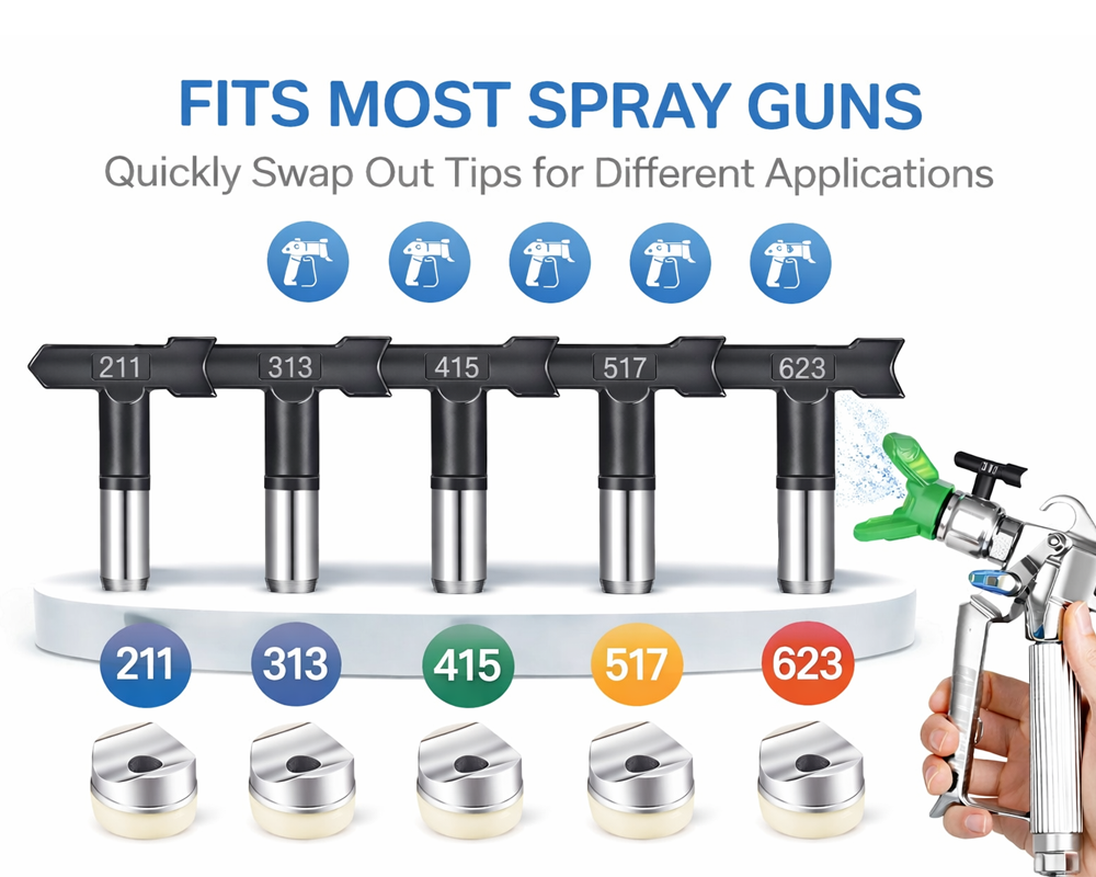 Airless Paint Sprayer Tips 5PCS Reversible Spray Nozzle Set