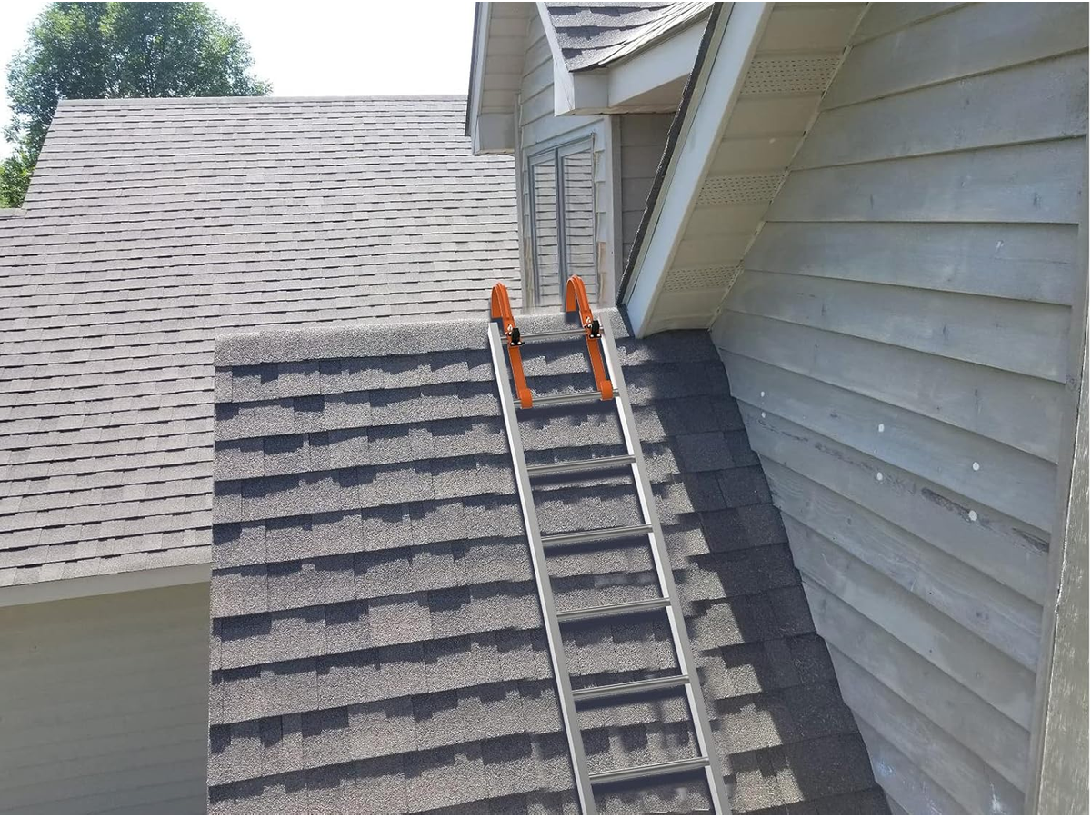Ladder Roof Hook with Wheel Heavy Duty Steel Ladder Stabilizer