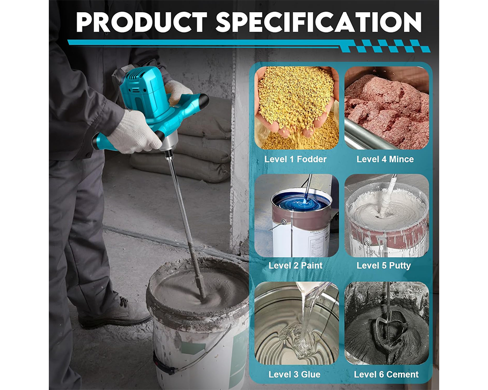 Cordless Cement Mixer Portable Mortar Mixing Tool Makita 21V Compatible