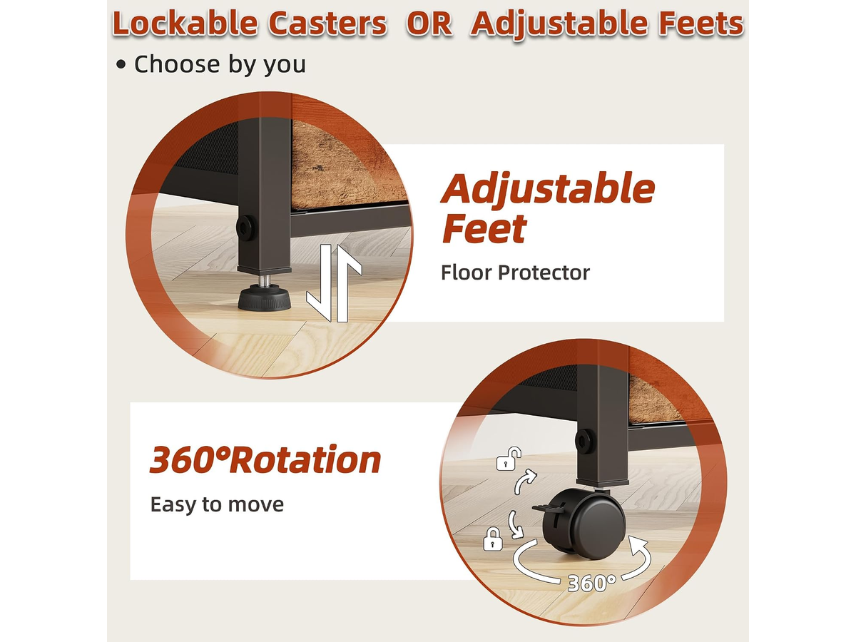 2 Drawer Mobile File Cabinet with Printer Stand Storage Shelf and Side Bag