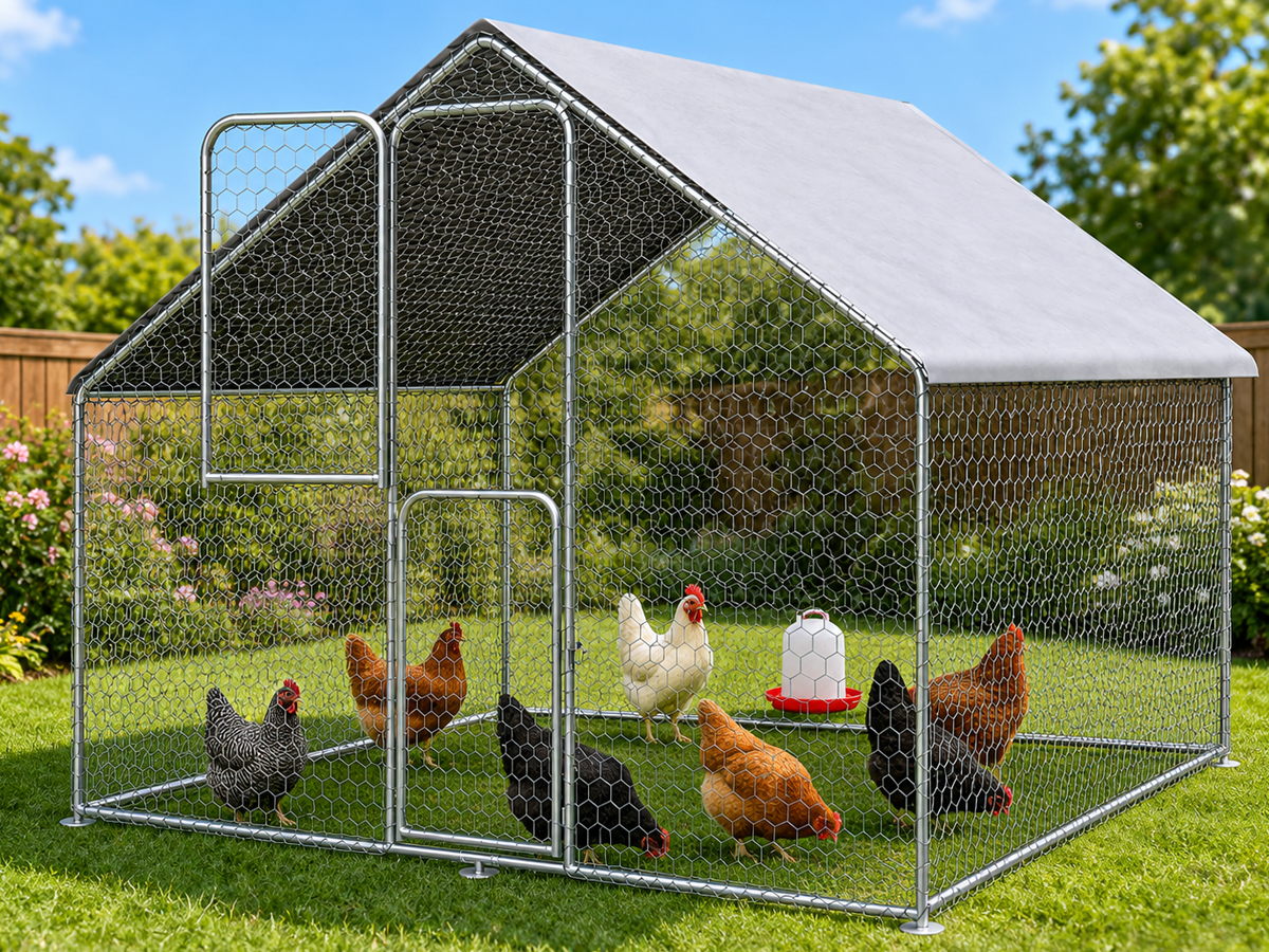 Walk In Chicken Run with Waterproof UV Resistant Cover for Chickens Ducks Rabbits and Small Pets