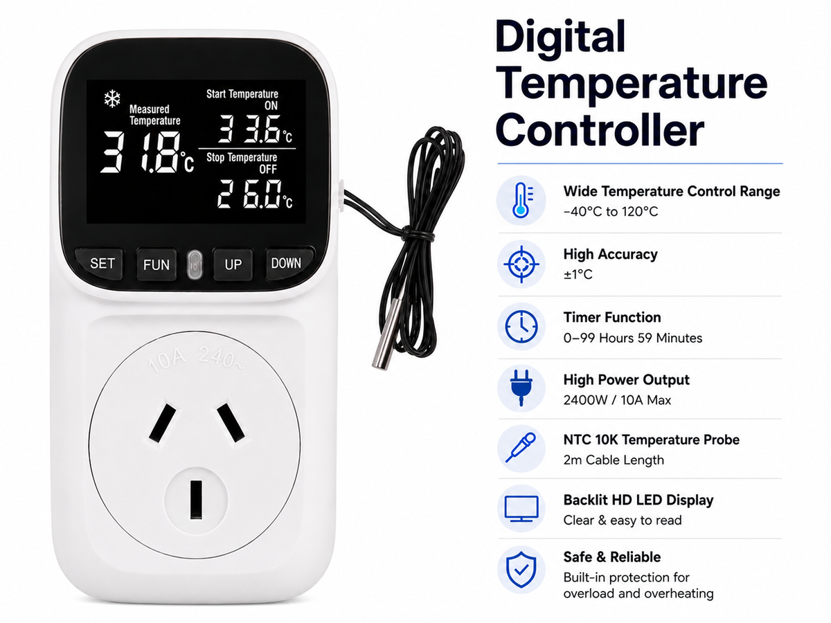 Digital Temperature Controller Smart Thermostat Plug with Timer