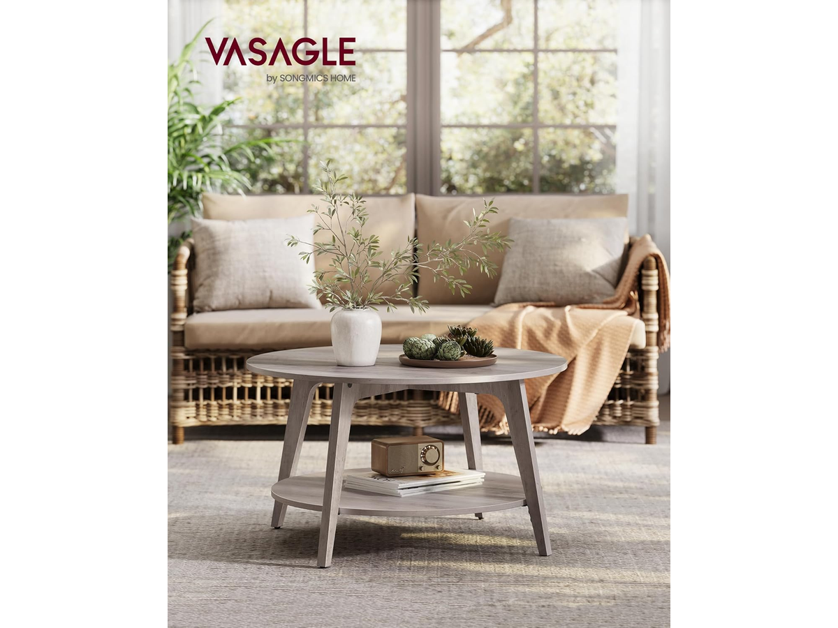 Coffee Table Round 2 Tier Centre Table with Storage for Living Room
