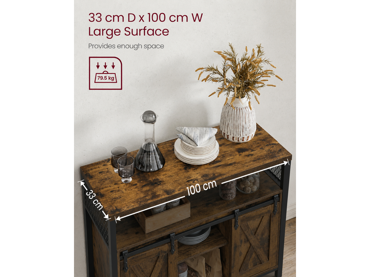 Buffet Cabinet Sideboard Coffee Bar Storage Cabinet with Sliding Barn Doors