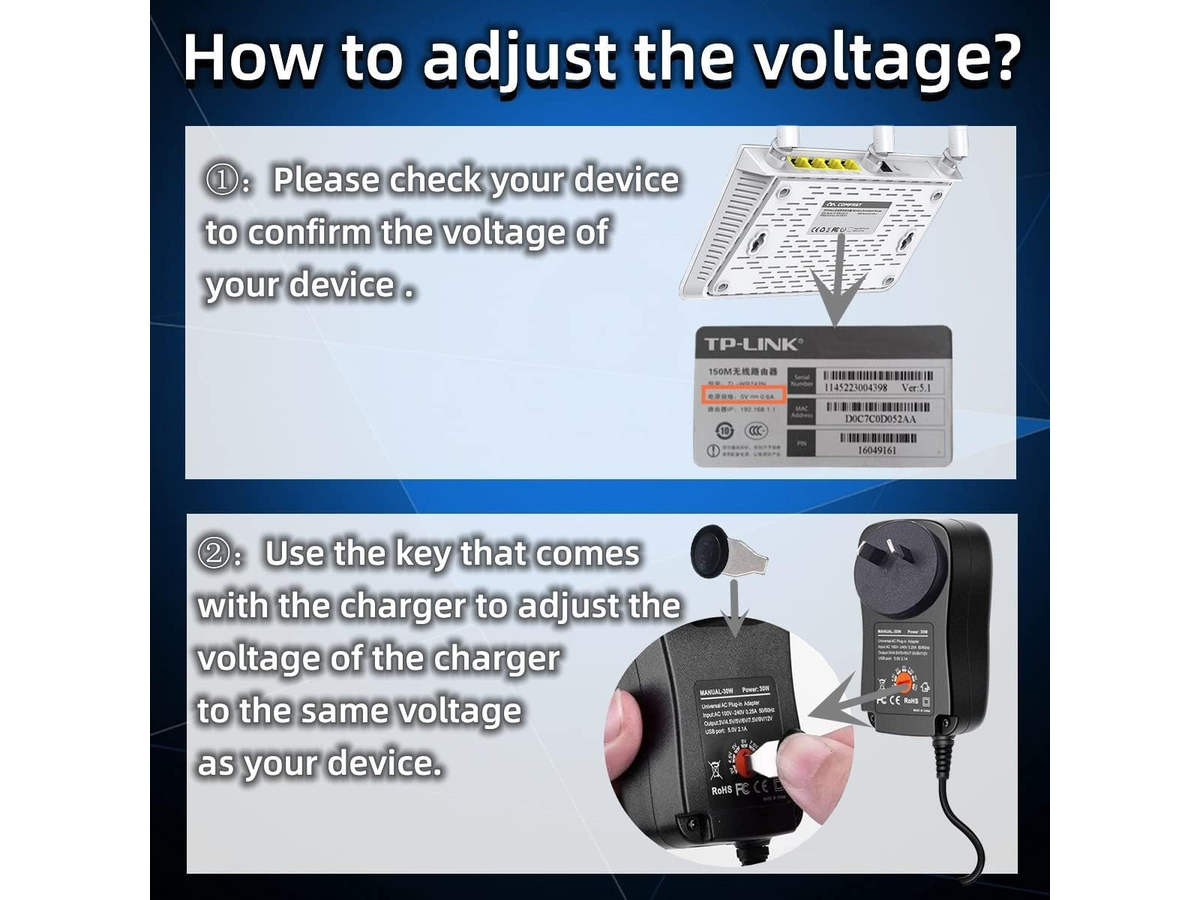 Universal Adjustable Power Adapter 30W Multi Voltage Charger