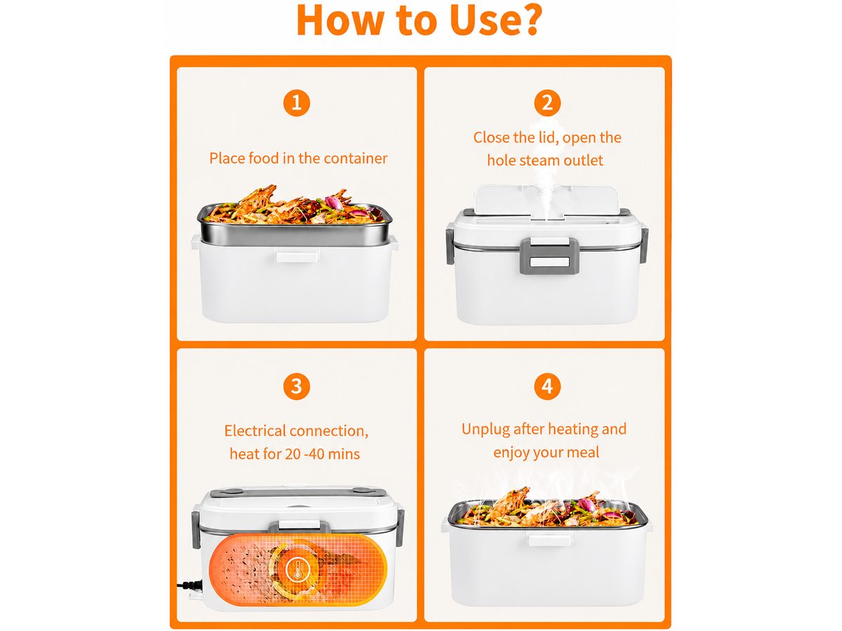 Electric Lunch Box Food Heater 3 in 1 Ultra Quick Heated Lunch Box for Car Truck Home Office
