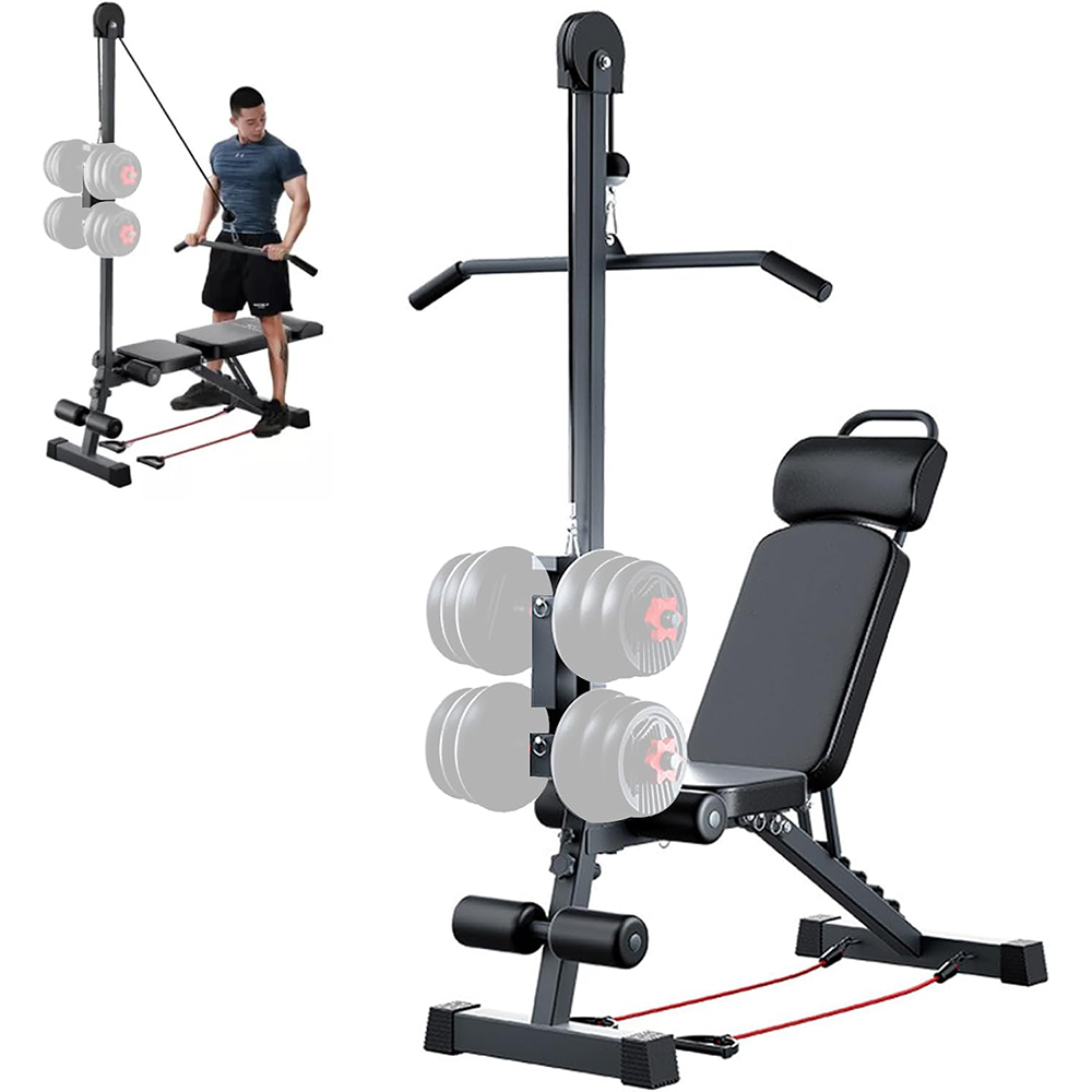 Adjustable Weight Bench 12 in 1 Home Gym Workout Bench with High and Low Pulley System