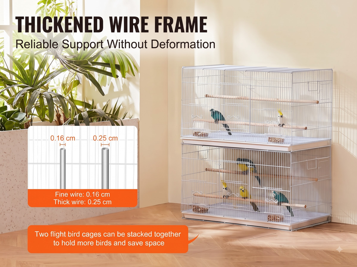 Bird Cage Metal Flight Cage with 2 Perches